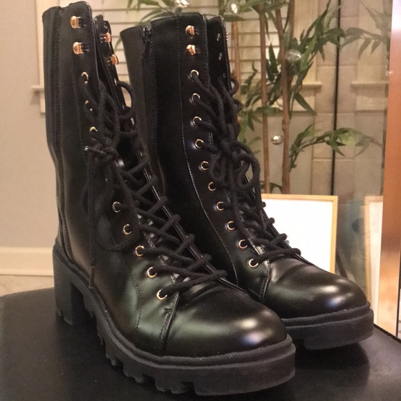 JUSTFAB Mid-Calf Zip Lug Sole Combat Boot - Picture 2 of 7